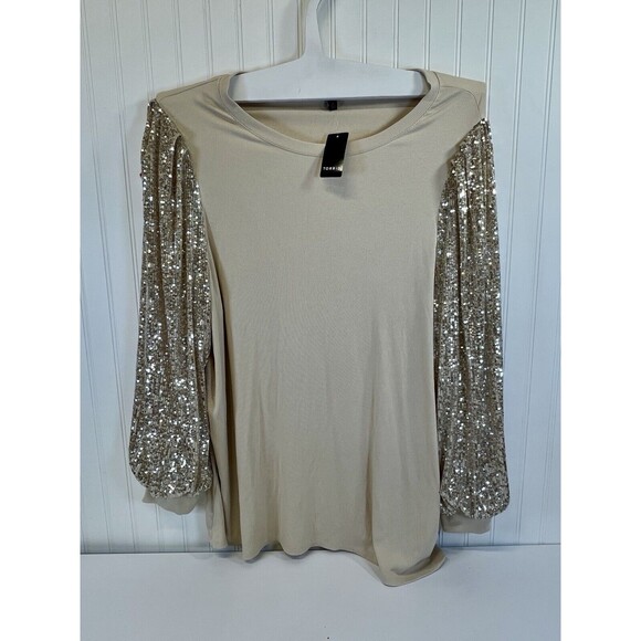 NWT Torrid Woman's Holiday Gold Sequin Long Sleeve‎  Top Champagne Sz 5X - Picture 6 of 10